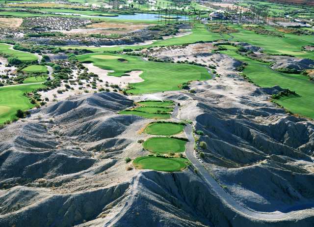 The third hole on the North Course at The Golf Club at Terra Lago offers a dramatic, elevated view of the entire area.