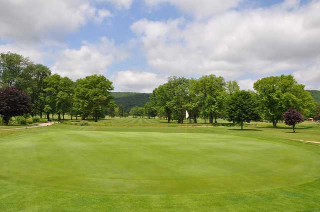 Looking back from a green at Wedgewood Golf Club