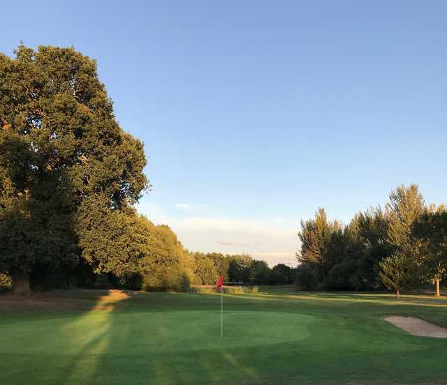Looking back from a green at Theale Golf Club