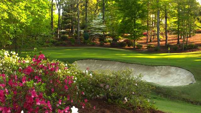 A view of a hole at Dancing Rabbit Golf Club.