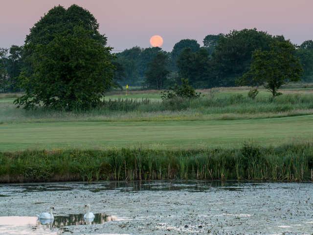 Moonset over the 7th green at Galgorm Castle Golf Club