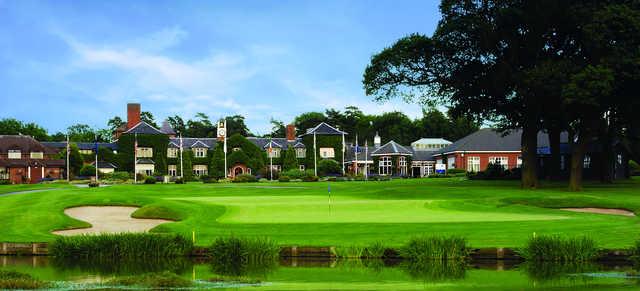 View of the 18th hole and clubhouse at Belfry Golf Club - The Brabazon Course