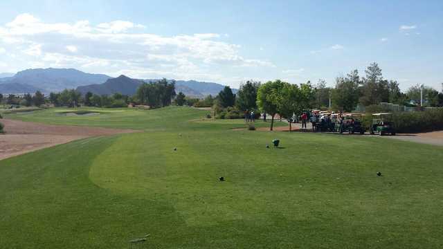 A view of a tee at Durango Hills Golf Course.