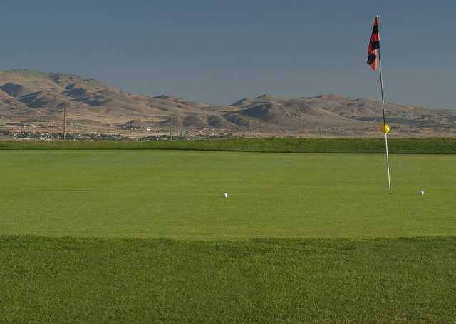 A view of a hole at Sierra Sage Golf Course.