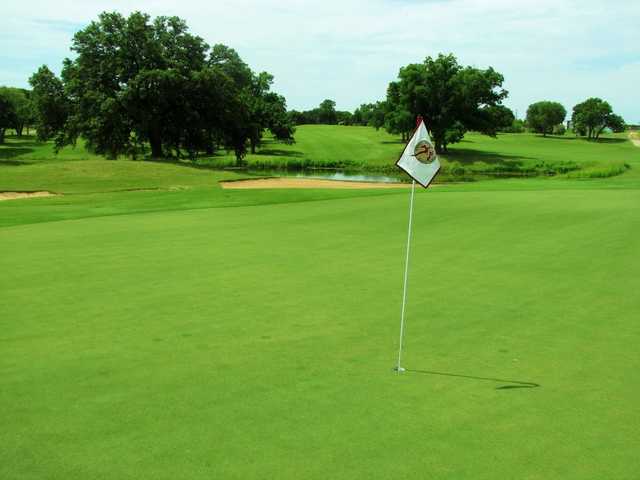 A view of the 16th green at Hawks Creek Golf Club.