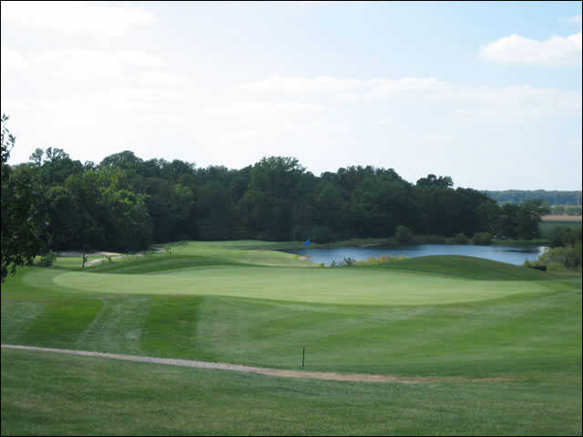 A view of the 5th green with water in background at Upper Lansdowne Golf Course