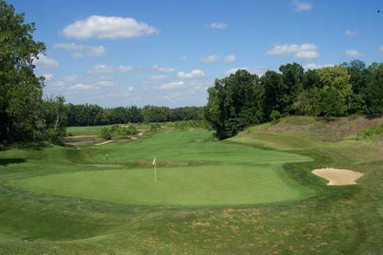 A view of hole #7 with bunker on the right at Cooks Creek Golf Club