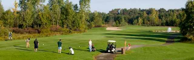 A view of a tee at Indian Springs Metropark Golf Course.