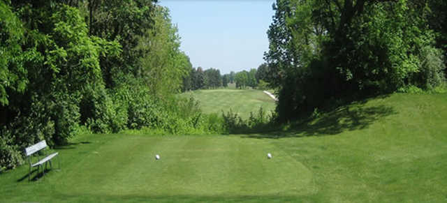 A sunny day view from a tee at Cleveland Heights Golf Club.