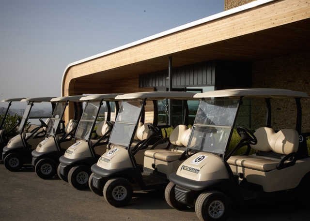 Golf carts at Kilnwick Percy Golf Club.