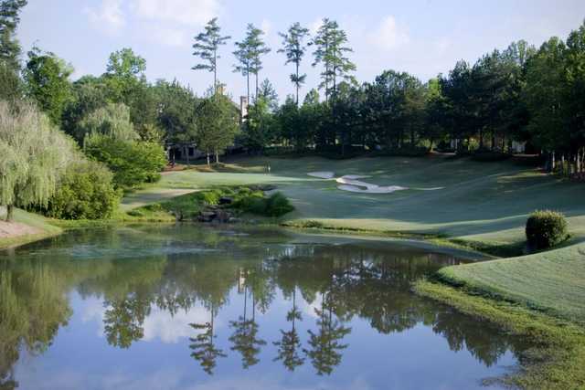 A view over the water of a hole at St. Marlo Country Club.