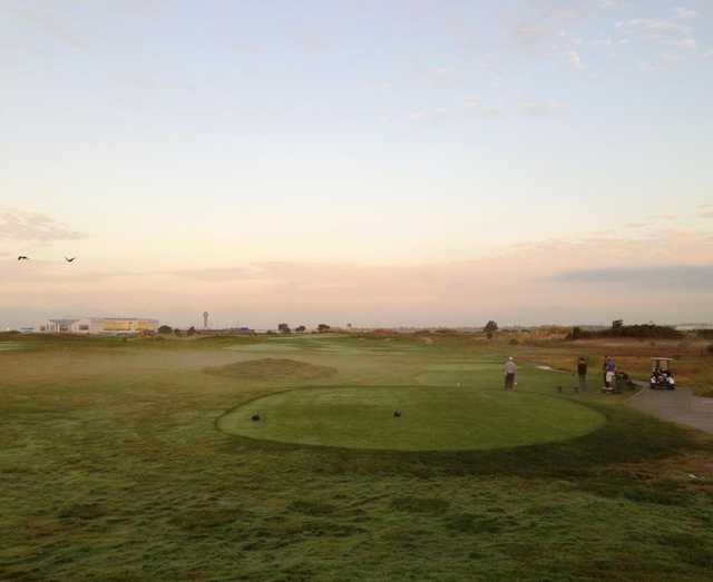 A morning day view of a tee at The Metropolitan Golf Links.