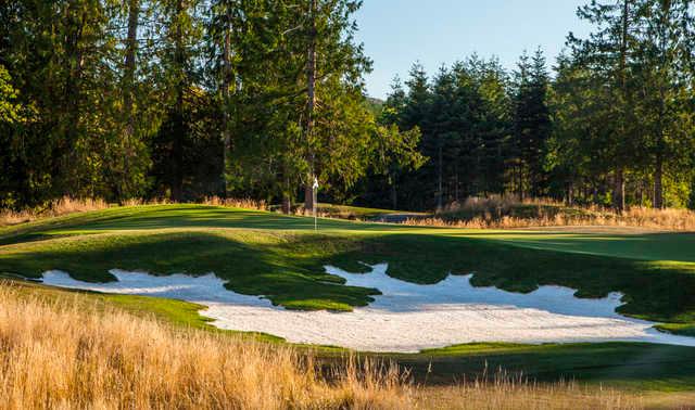 A view of the 17th green at Salish Cliffs Golf Club.