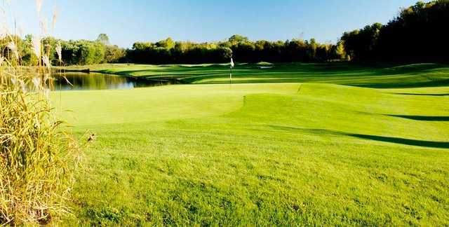 A view of a green with water coming into play at Links from Hiawatha Landing.