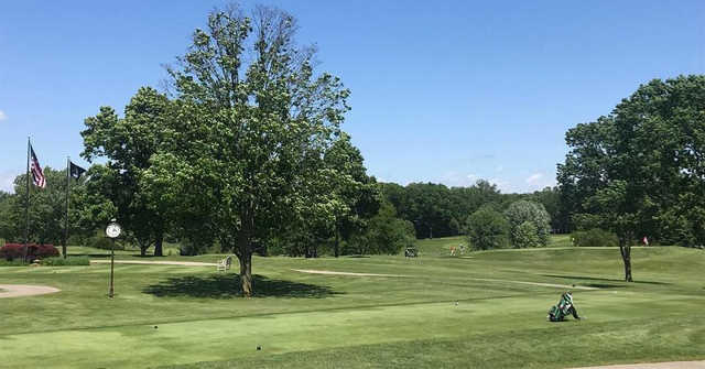 A view of a tee at Cascade Hills Country Club.
