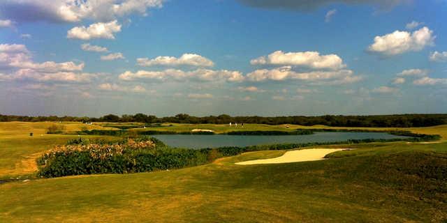 The par-3 13th hole at Austin's Roy Kizer Golf Course plays over water