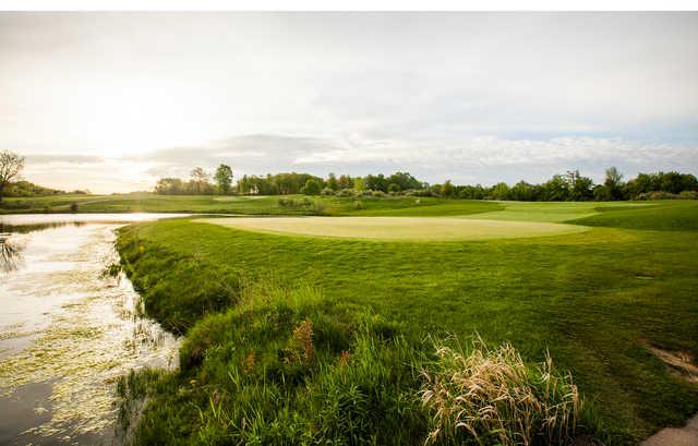 A view of areen with water coming into play at Quail Ridge Golf Club.