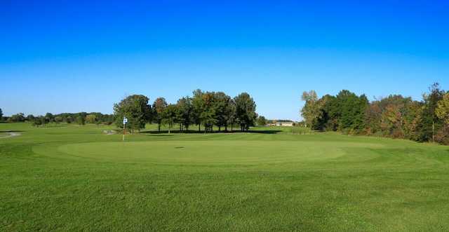 Looking back from a green at Mallard Creek Golf Club
