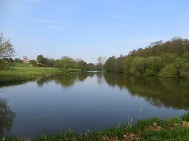 A view over the water of the 10th hole at Gainsborough Course from Stoke by Nayland Golf Club.