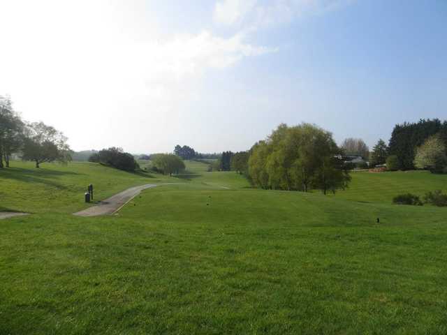 A view of a tee at Stoke by Nayland Golf Club.