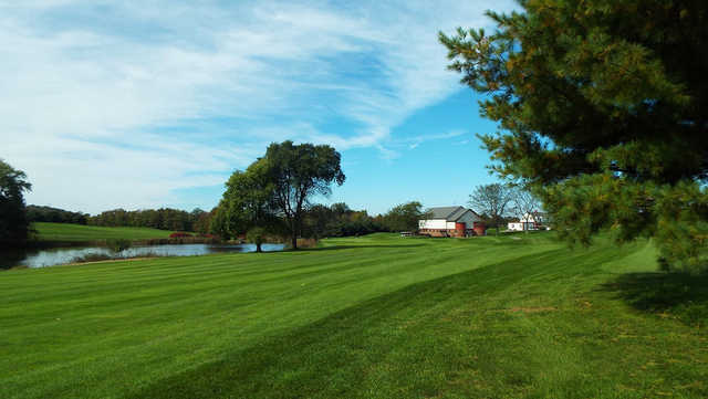 A view of a fairway and the clubhouse in the distance ar Turkana Golf Course.