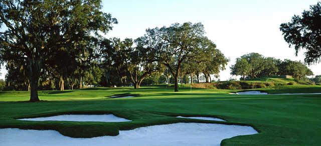 A view of hole #16 protected by bunkers at Brooksville Country Club.