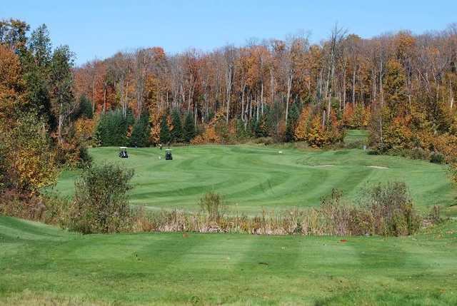 A fall day view from a tee at Blairhampton Golf Club.