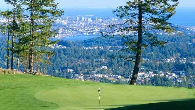A view of the 14th green at Mountain Course from Bear Mountain Golf and Country Club