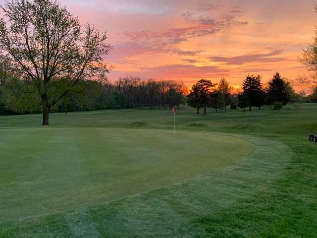 A sunset view of a hole at Elks 797 Golf Club.