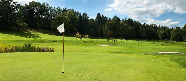 A sunny day view of a hole from Links at Echo Springs.