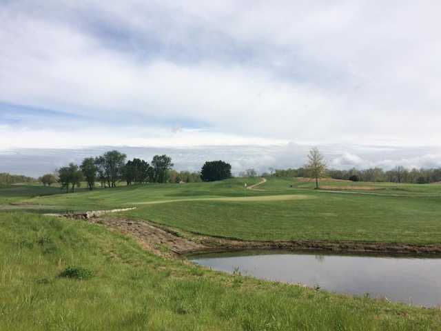 A view over a pond at Majestic Springs Golf Course.
