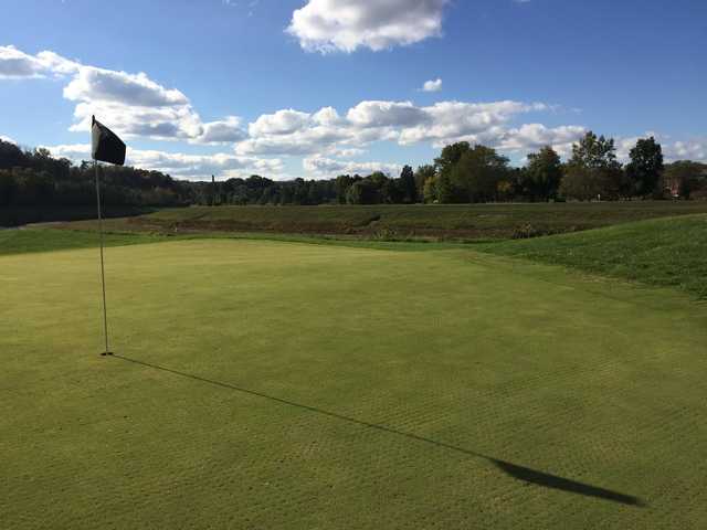 A sunny day view of a hole at Ohio University Golf Course.